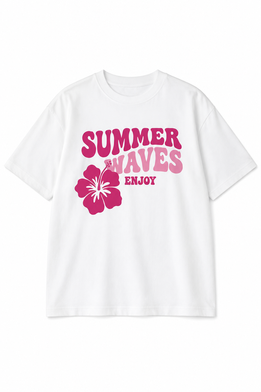 Summer Waves White Tee
